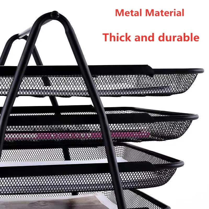High Quality Office Filing Trays Holder A4 Document Letter Paper Wire Mesh Storage Organizer Metal Wire Storage Holder