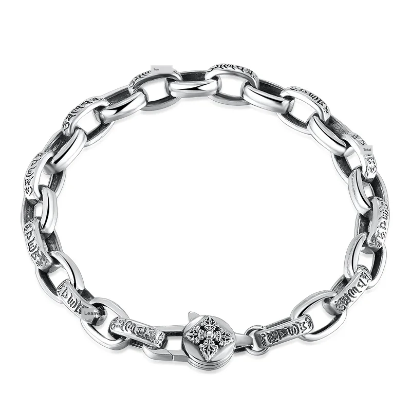 Cigovo китайский стиль студенческий модный человек простой и атмосферный человек личность шесть слов истина 925 Серебряный браслет человек