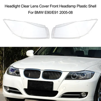 

KKMOON 2PCS car styling Headlight Clear Lens Cover Front Headlamp Plastic Shell Accessories product For BMW E90/E91 2005-08