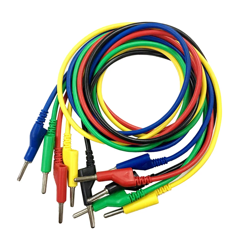 4mm Banana Plug Male Jack Silicone Test Cable 1Meter - Pack of 5Pcs