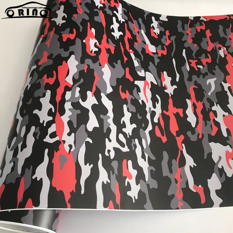 Autocollant d'enveloppe de vinyle de camouflage rouge noir-1