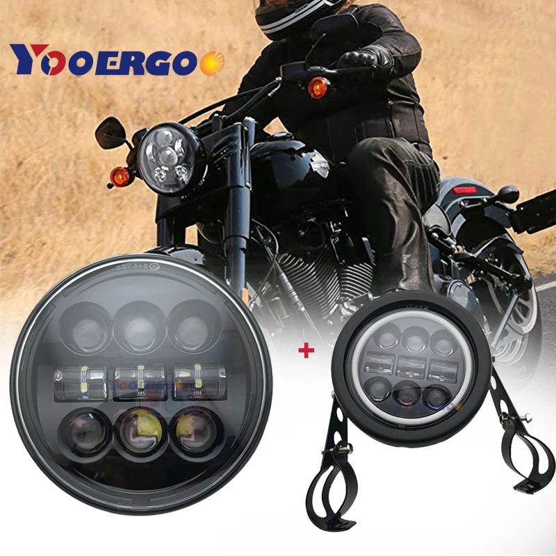 

5.75'' inch Projector Reflector Headlights 5 3/4 Inch 883 LED Round Motorcycle Headlight Bucket shell DRL for Indian scout light