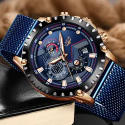 Relogio Masculino LIGE 2019 новые синие повседневные сетчатые пояса модные кварцевые с датой часы мужские часы лучший бренд Роскошные