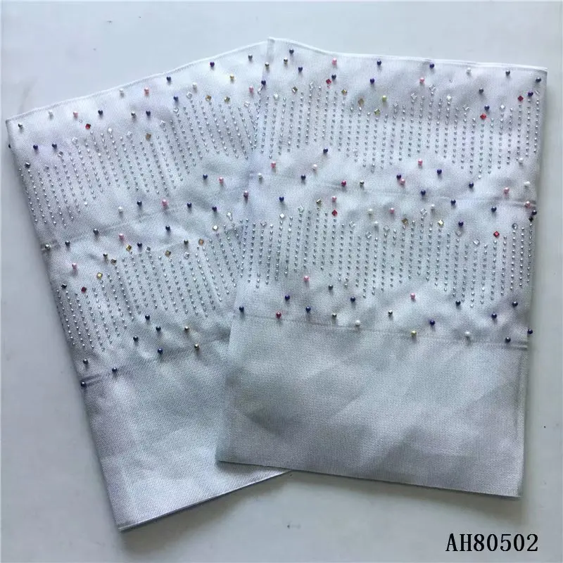 Африканский гелевый головной убор ASO OKE Высококачественная нигерийская Кружевная повязка на голову ASO OKE обертывание бисером и стойками для вечерние 2 шт./лот