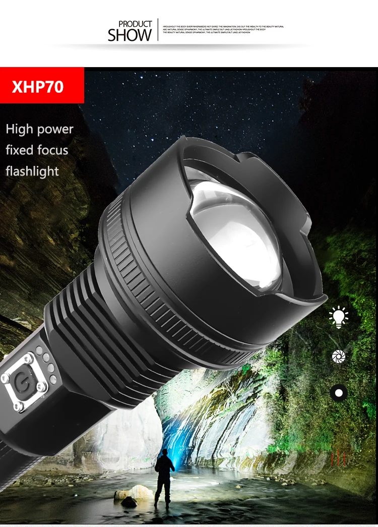 Супер яркий 160000LM XHP90 светодиодный фонарик XLamp Zoom Torch XHP70 USB перезаряжаемая водонепроницаемая лампа использовать 18650 26650 для кемпинга