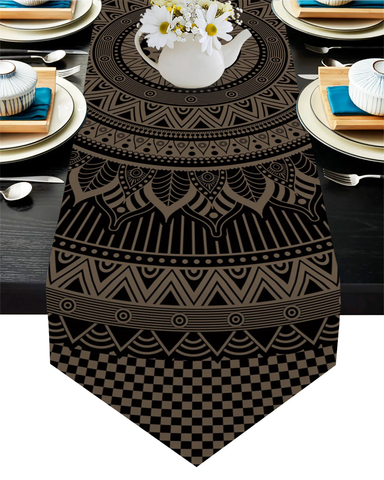 Hippie Black Mandala Bohemian Style Table Runner Christmas Decorations for Home Cloth Wedding Party Decor | Дом и сад