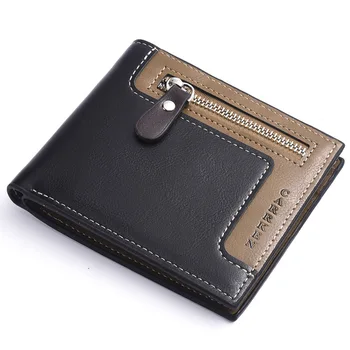 

2019 Fashion Leather Men Wallet with Wallet ID Card Holder Purse Clutch with Zipper Men Wallet Vintage Business Purse