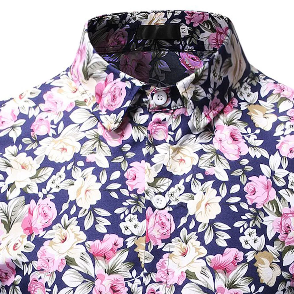 Модные мужские рубашки camisa Гавайский стиль мужские блузки Топ Досуг Печать с длинными рукавами рубашка Мужская Уличная мужские рубашки