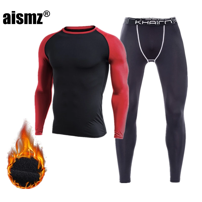 Aismz термобелье мужское термобелье термо Camisa Termica кальсоны ТЕРМОколготки зимние компрессионное белье наборы быстросохнущие - Цвет: P17101  P5841