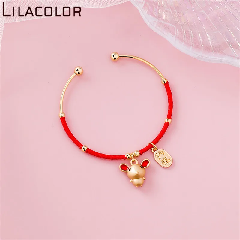 Lilacolor, красная веревка, металлические женские браслеты, вязанные, для влюбленных, корейский милый браслет, шарм, для девушек, для открытия, браслет, ювелирные изделия, Pulseiras