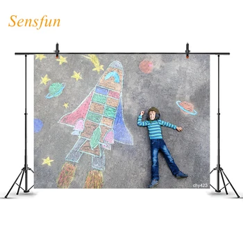 

Sensfun Photography Background Colorful Chalks Space Shuttle Painting Child Photographic Backdrop Photo Studio Props Photobooth