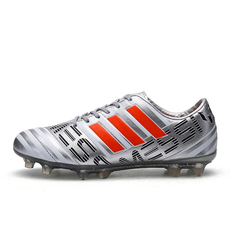 Оригинальные мужские футбольные бутсы тренировочные длинные шипы Детские Phantom Sneaker Sport AG FG Nemeziz Ace 16,3 великолепные футбольные туфли - Цвет: Серебристый