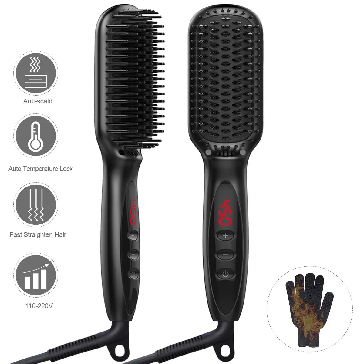 Hair Straightener Brush New Beard Straightener Comb Ceramic Heating, Anti-Scald Best 3 in 1 Hair Straightening Comb for Men