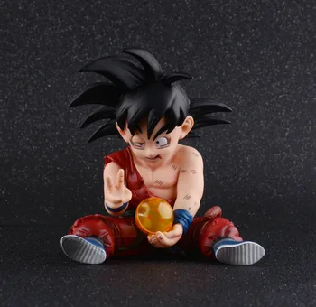 

10cm Cute Dragon Ball Goku Battle Damage Take the Bead Sitting Final Victory dragon ball anime figure collect children toys gift