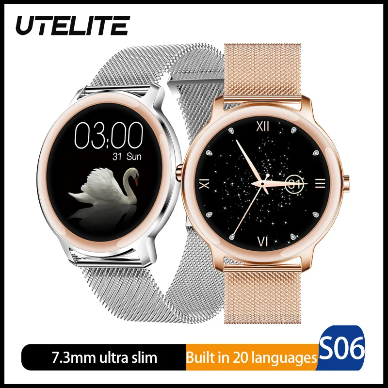 UTELITE New S06 1.1inch Ultra Thin Smart Watch for Women Ip67 Waterproof Long Standby Smartwatch Heart Rate Blood Oxygen Monitor |