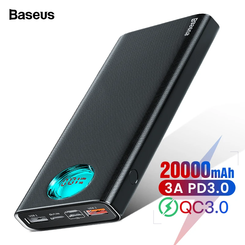 

Baseus 20000mAh Power Bank Type C PD Quick Charge 3.0 20000 mAh Powerbank For Xiaomi Mi iPhone Portable External Battery Charger
