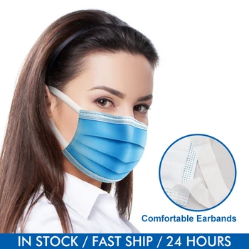 

Free shipping 50PCS Mask 3 Layer Protective Disposable Face Masks Anti-bacteria PM2.5 Influenza Bacterial Dust-Proof Safety mask