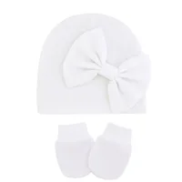Baby Girl Hat Gloves Set Cotton Newborn Beanie for Girls Accessories Baby Cap Toddler Infant Bonnet Hats New Born Gift 3