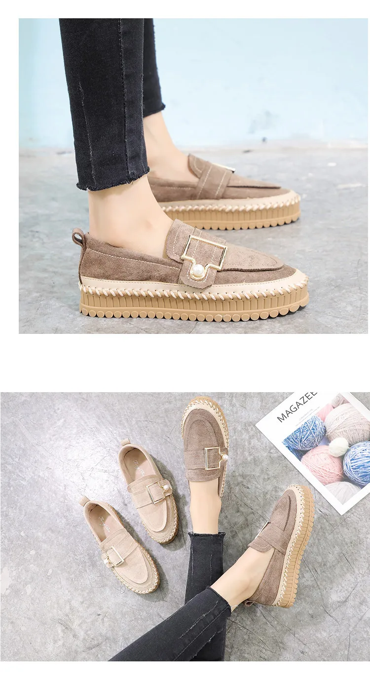 Shoes Woman Flats All-Match Clogs Platform Fashion Women's Slip-on Autumn Soft Loafers With Fur Casual Female Sneakers