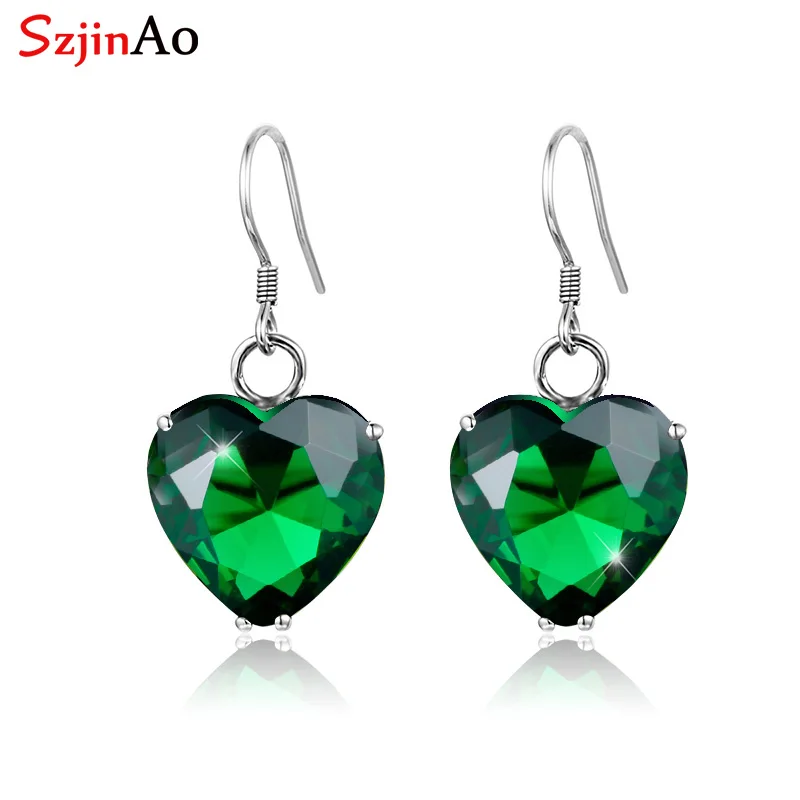 

SzjinAo Handmade March Birthstone Unique Aquamarine Earrings For Women solid 925 sterling silver Vintaga Earring Wedding Gift