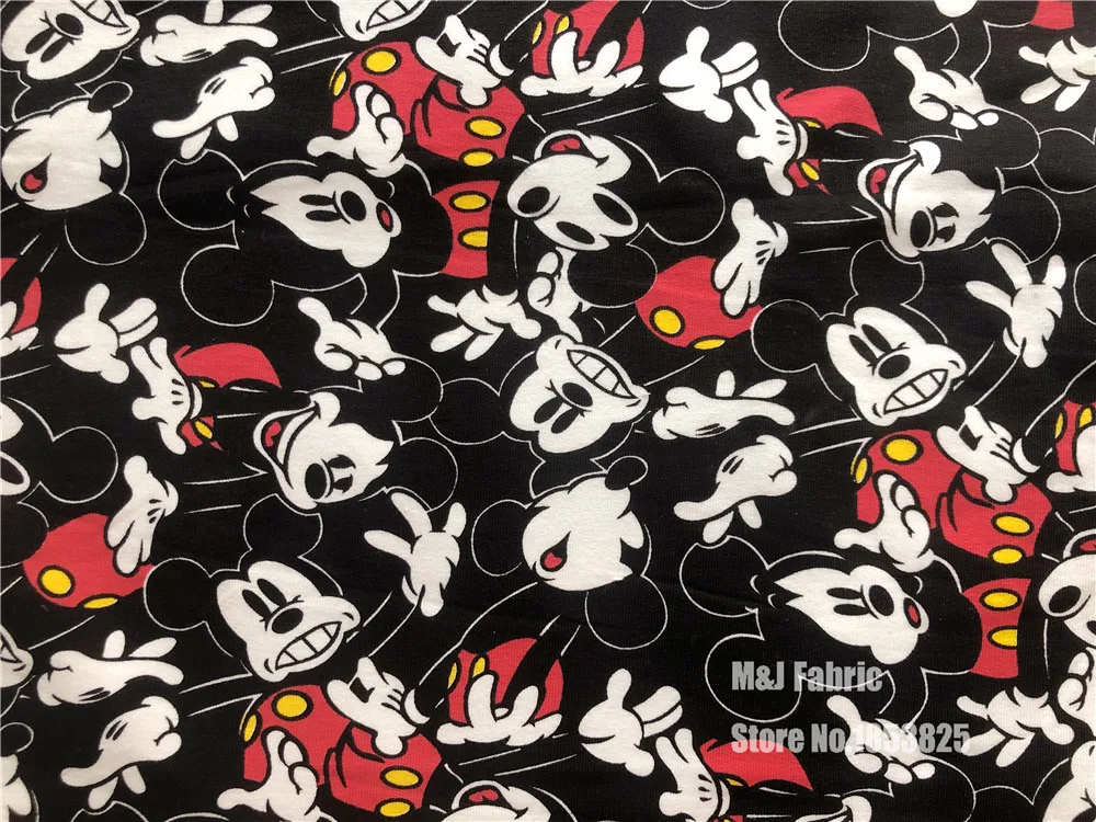 50*170 см мультфильм Микки шитье Терри из хлопка с принтом мальчик производство одежды Ткань DIY Ткань свитер пальто