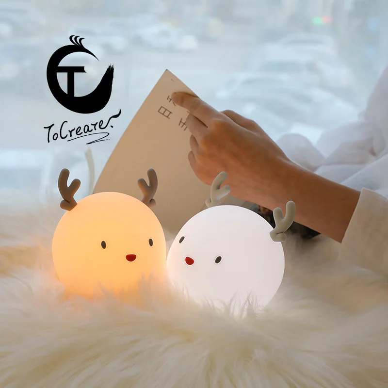 

Cute Deer Sleeping Rainbow Light Cartoon USB Small Induction Night Lamp Eye-Protection Lamp New Year Decorations trump lamp