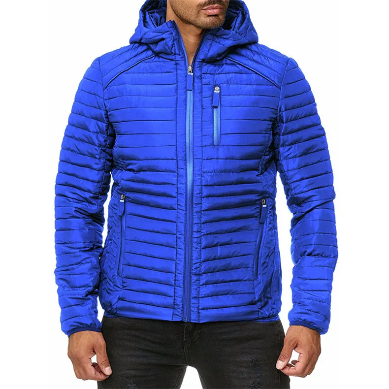 Зимние куртки Parka Men Outwear теплый бренд одежды Тонкий Мужские пальто Осень Повседневная ветровка Стеганые куртки Мужчины XXXL - Цвет: XNDK7528 Light Blue