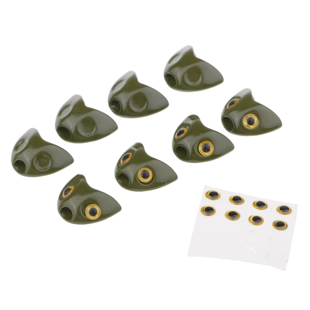 8 Set Fish Head 3D Fishing Lure Holographic Eyes Fly Tying Jig DIY Craft Made of Alloy Material Soft Lures Making Accessories
