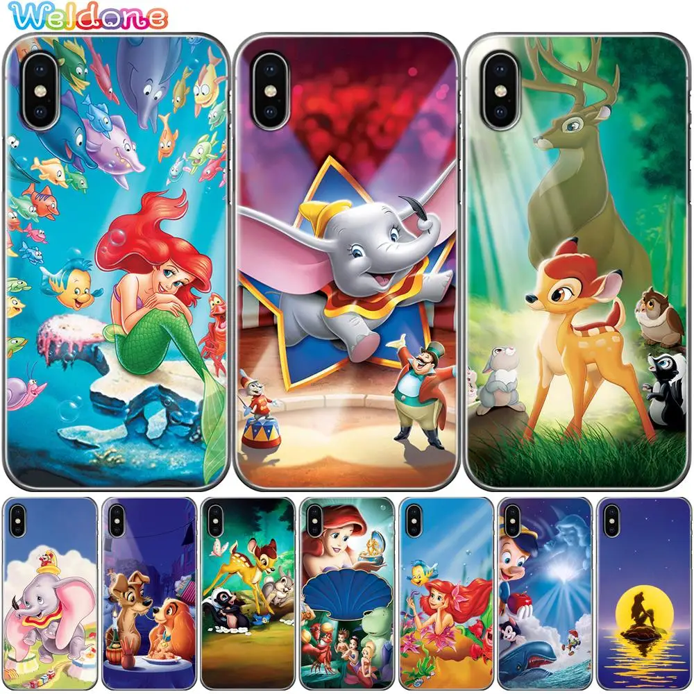 

Cute cartoon the little mermaid bambi dumbo Phone Case Cover For iPhone 11 Pro Max XS Max XR X 8 6S 7Plus 5S case cover etui