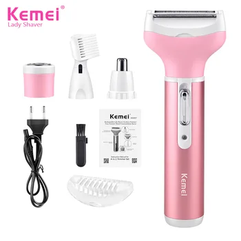 

Kemei Female Epilator Hair Removal 4 In 1 Multifunction Rechargeable Electric Shaver Women Electric Nose Eyebrow Trimmer 40D