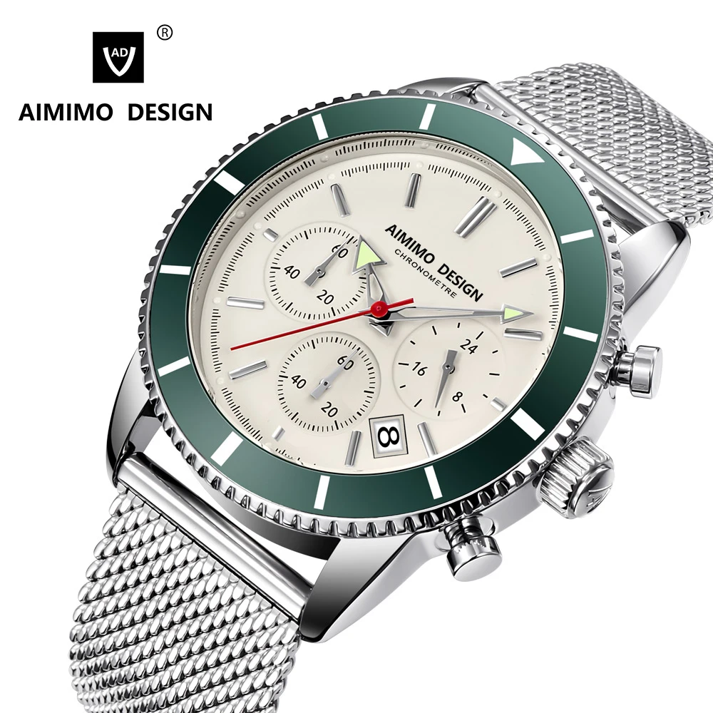 Men Panda Watches Automatic Date Chronograph Stop Quartz Calendar Luminous Men`s Watch 42mm Dial 3ATM Relogio Masculino | Наручные часы
