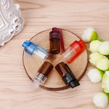 

5*Small Size Acrylic Snuff Bullet Rocket Snorter Glass Vial With Spoon Flip new