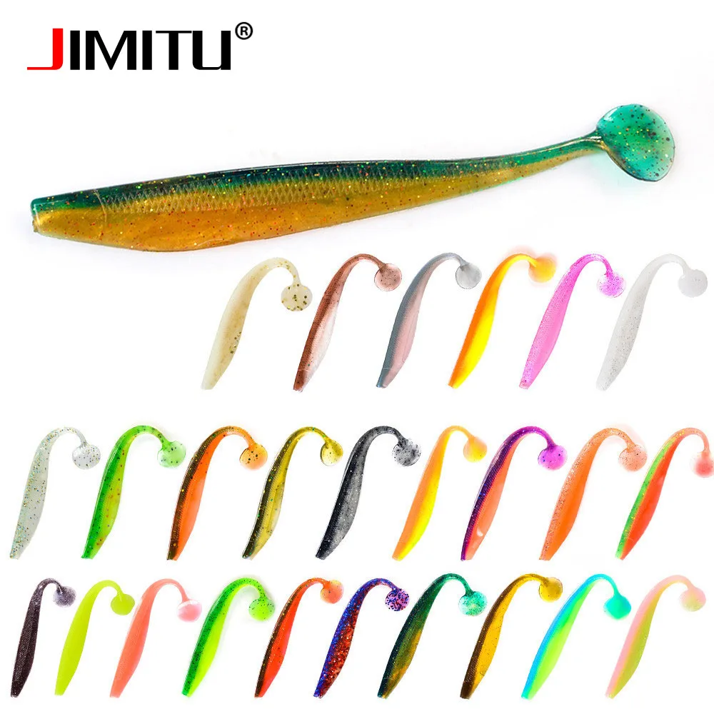 

JIMITU 5pcs Silicone bait Fishing Lure set wobbler Two hue soft lures Bass trout isca artificial soft shads leurre fising Gear