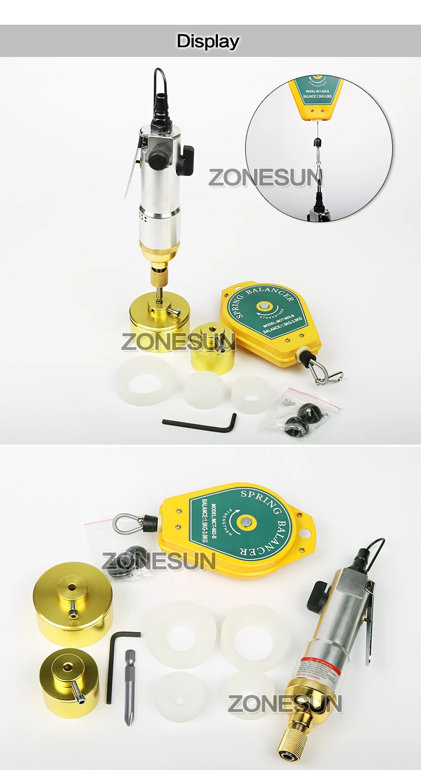 Zonesun garrafa pneumática máquina tampando mão máquina