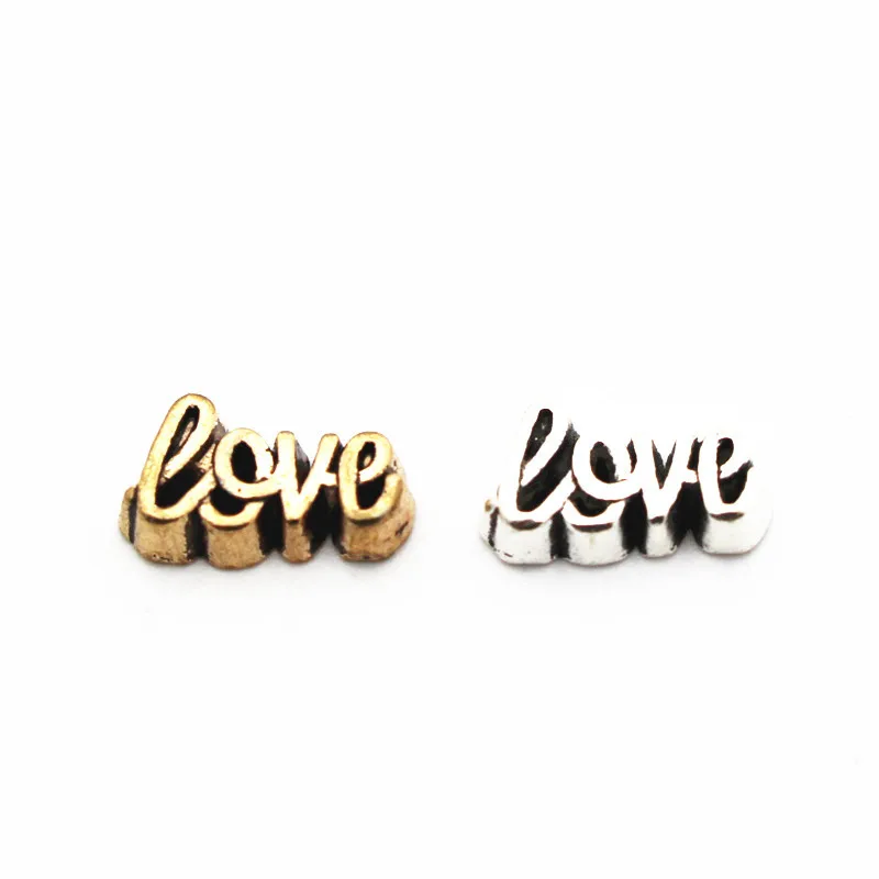 20 шт./лот серебряные и золотые Плавающие Подвески Love ручной работы сделай сам для
