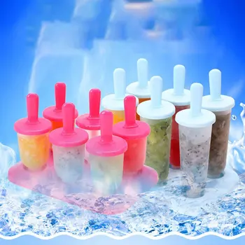 

DIY Ice Cream Maker Mold Non-Toxic Popsicle Mold 6 Cells Round Shape Summer Accessories Kitchen Tools Food Grade Dessert Molds