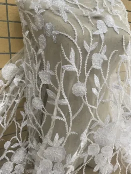 

Bridal French Net Lace Fabric JIANXI.C-566804 wholesale African Embroidery Tulle Mesh Lace with beads For Wedding