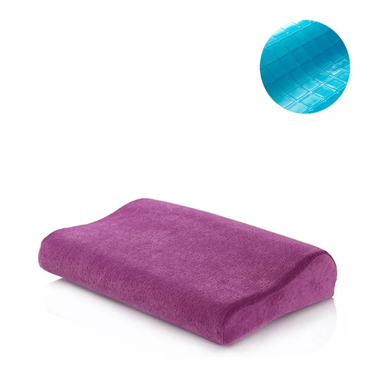 1PC Sleeping Pillow Slow Rebound Memory Cotton Summer Gel Pillow Comfortable Soft Cool Cervical Protection Neck Care Pillow - Цвет: Фиолетовый
