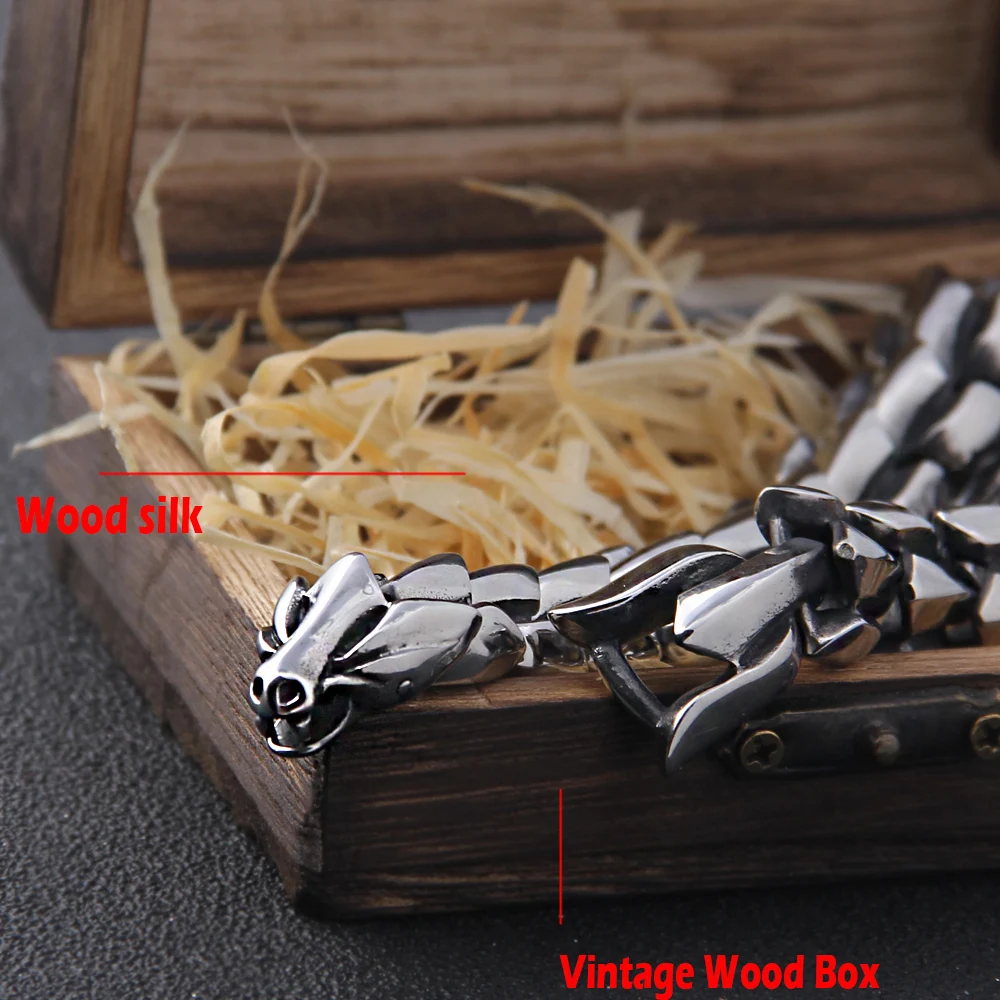 Viking Ouroboros vintage punk bracelet for men stainless steel fashion Jewelry hippop street culture