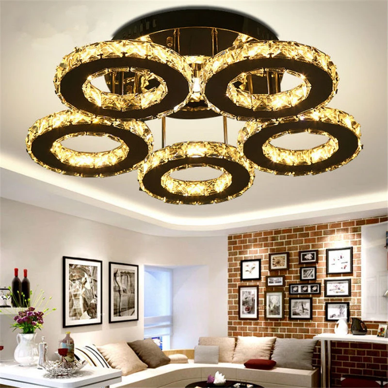 Crystal Chandeliers Ceiling Stainless Steel Lustre Cristal Livingroom Kitchen Bedroom Lamp Round Chandelier Led Light | Освещение