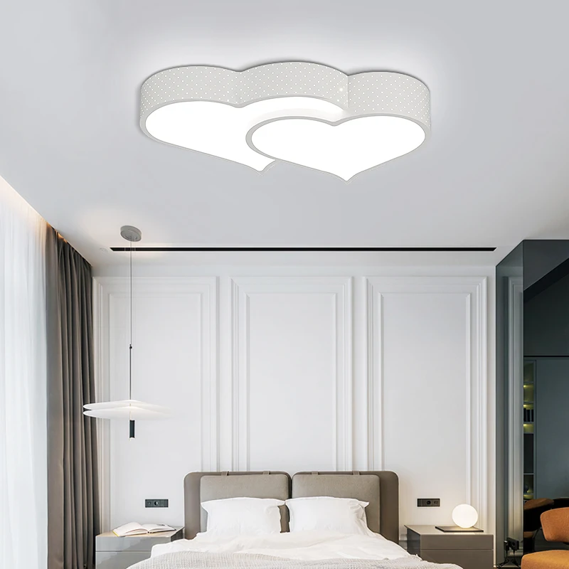 Современный светодиодный потолочный светильник, Светильники для свадебной комнаты, спальни, светодиодный светильник в минималистическом стиле с двойным сердечком, потолочная лампа для гостиной