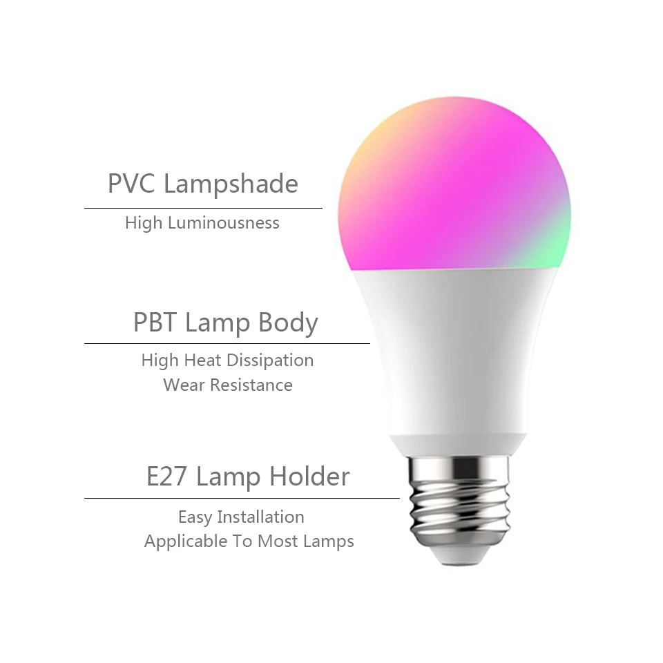 

Smart Light Bulb E27 Wifi LED 7W 9W RGBCW Light Bulb Color Change 1/2/3/4 Unit, Your App Remote Control Can Use Google Home With