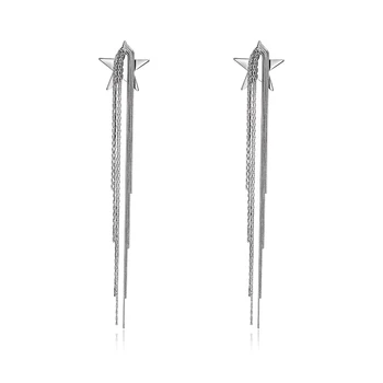

Five-Pointed Star Long Snake Chain Tassel Change Face Shape Elegant Dual-Purpose Ear Stud Temperament Long Earrings Female