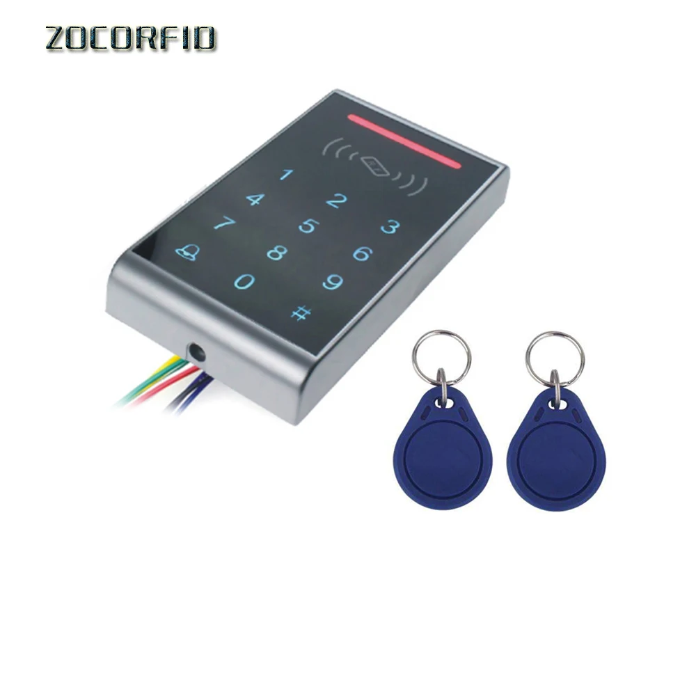 

Free shipping sy-k3 LED touch keyboard 13.56MHZ RFID access control system number keyboard wg26 port+10pcs keyfobs