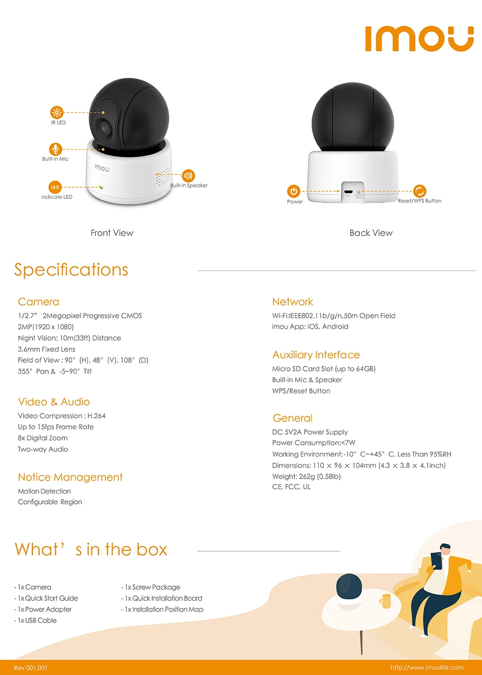 Dahua IMOU IPC-A12 IPC-A22 Ranger 1MP 2MP P/T Поворотная ip-камера 2-Way Talk SD карта ночного видения облачный сервис Samrt Wifi IPC