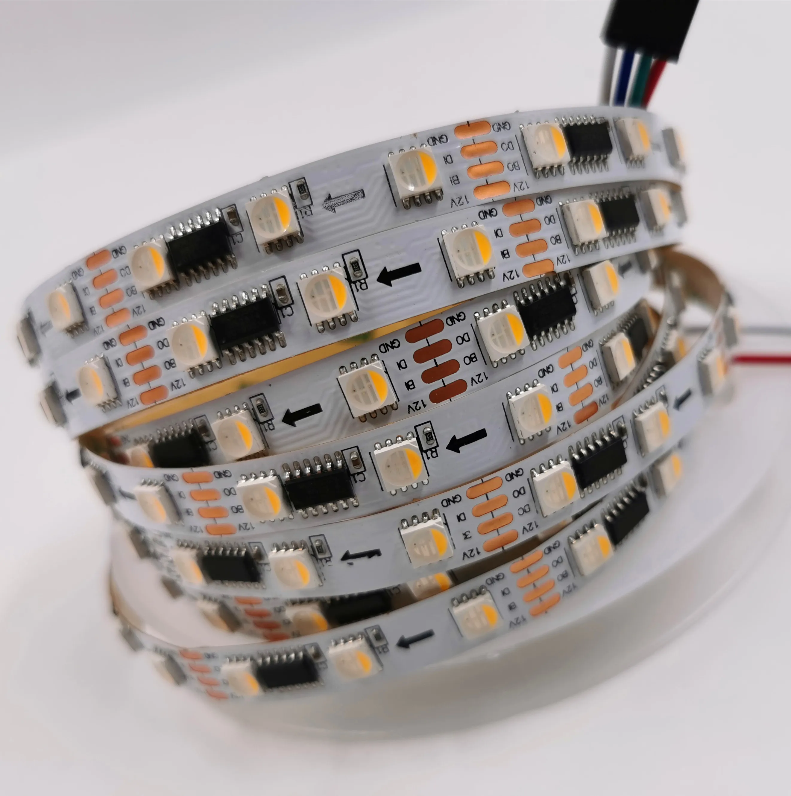 5m DC12V LED RGBW WS2814 digital SPI strip 60leds/m 10pixels/m non-waterproofwhite PCB | Освещение