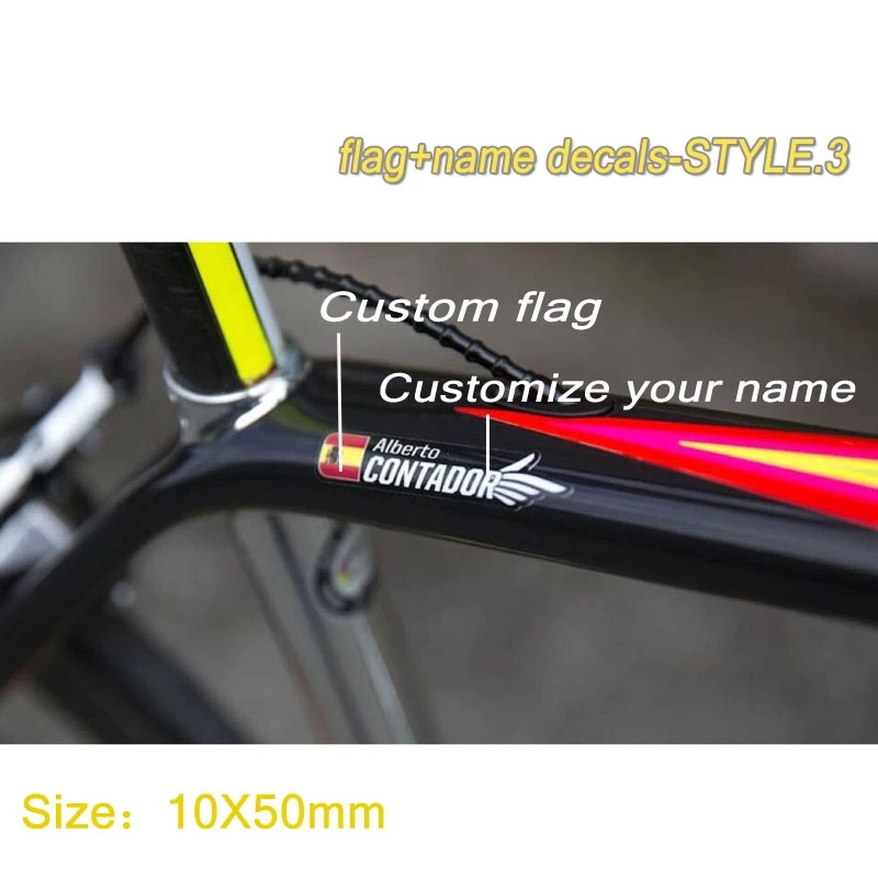 6pcs Custom Flag And Name Stickers For Road Bike Frame Flag Personal