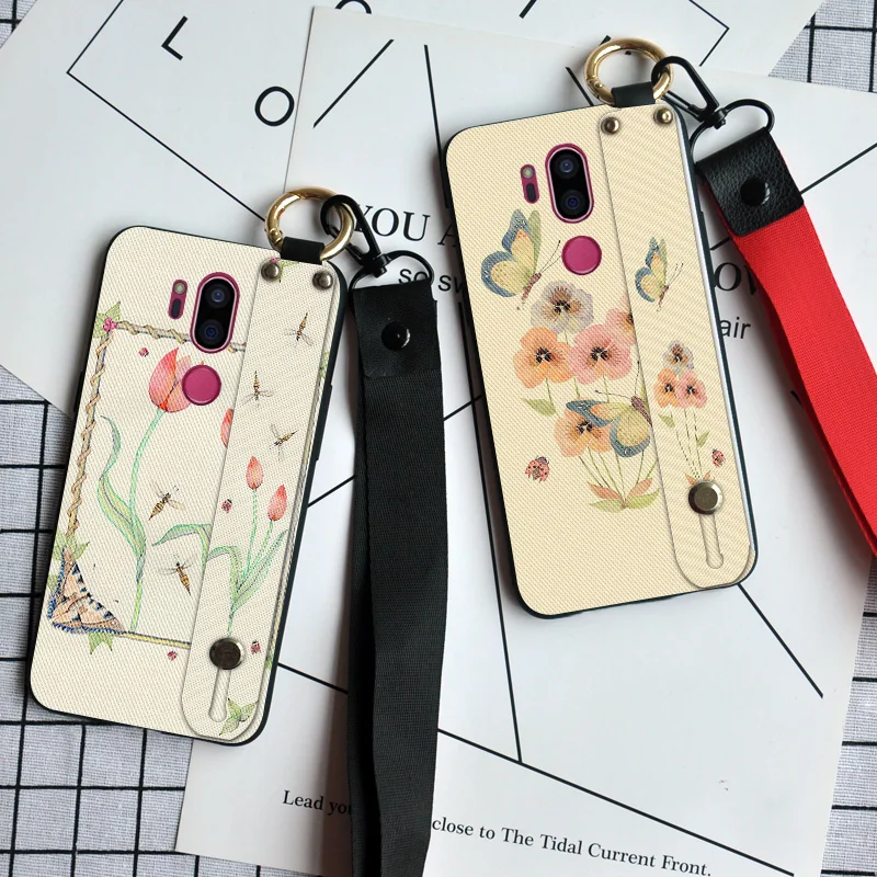 Luxury Flower Neck Strap Phone Case For LG Magna G4C G4 G6 G7 ThinQ 3D Frosted Back Cover V20 V30 V50 | Мобильные телефоны и