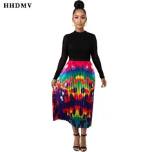 HHDMV CY8148 летние женские плиссированные юбки Повседневные цветные юбки Женская высокая уличная ветер юная Женская юбка с принтом