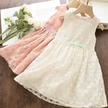 Летние модные кружевные платья-майки для девочек; платье принцессы; милое детское платье; 6 шт./партия;